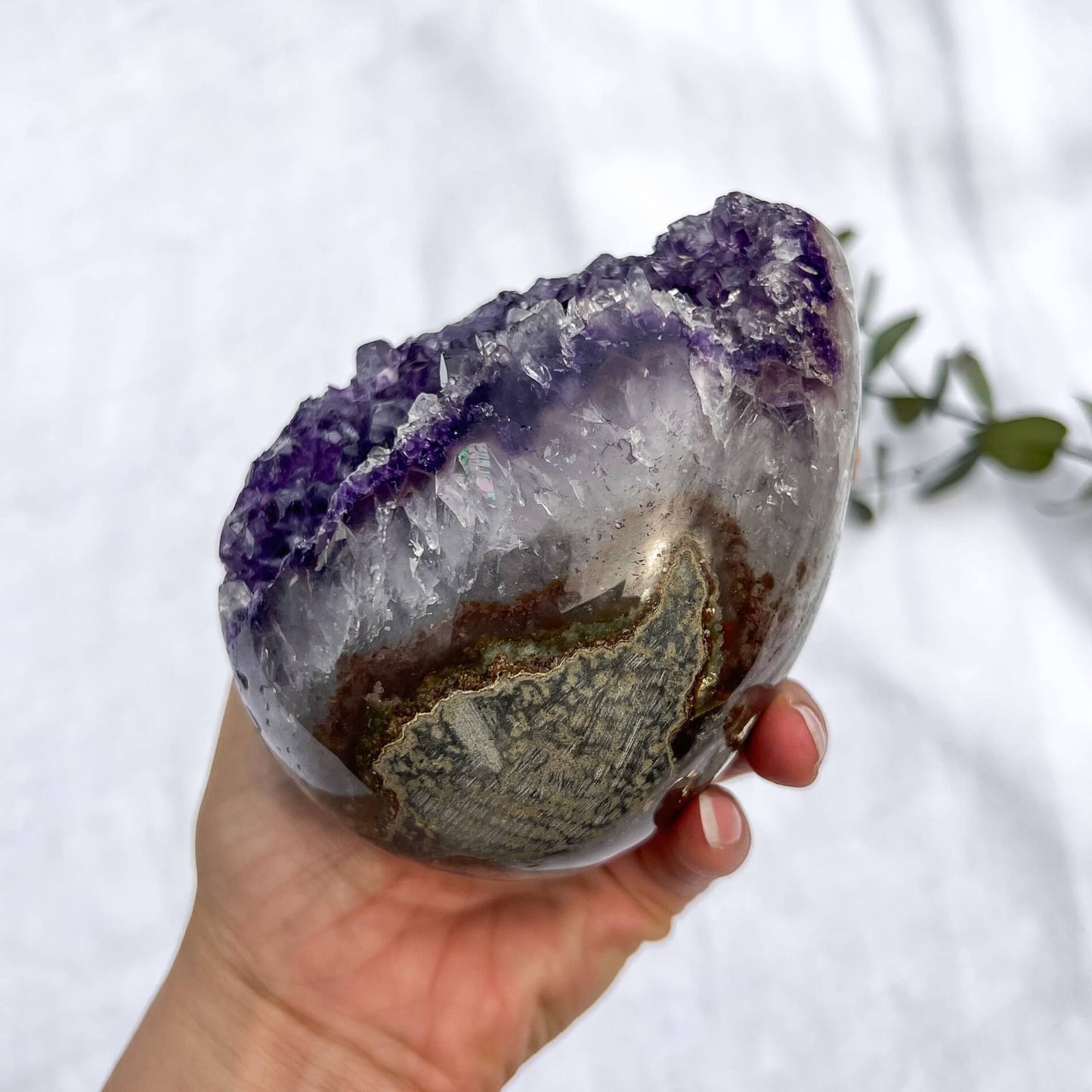 Rainbow Amethyst Crystal Geode Egg