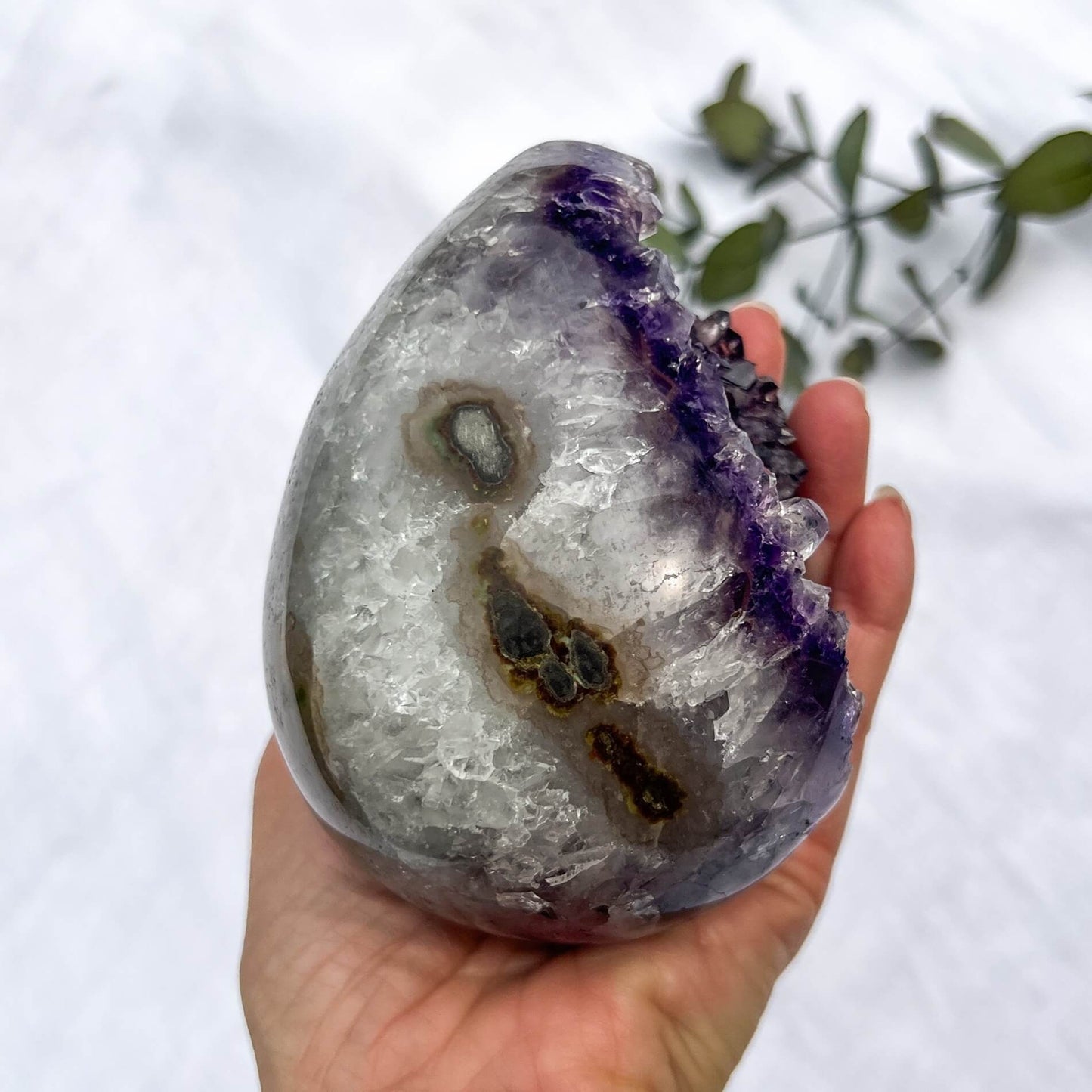 Rainbow Amethyst Crystal Geode Egg