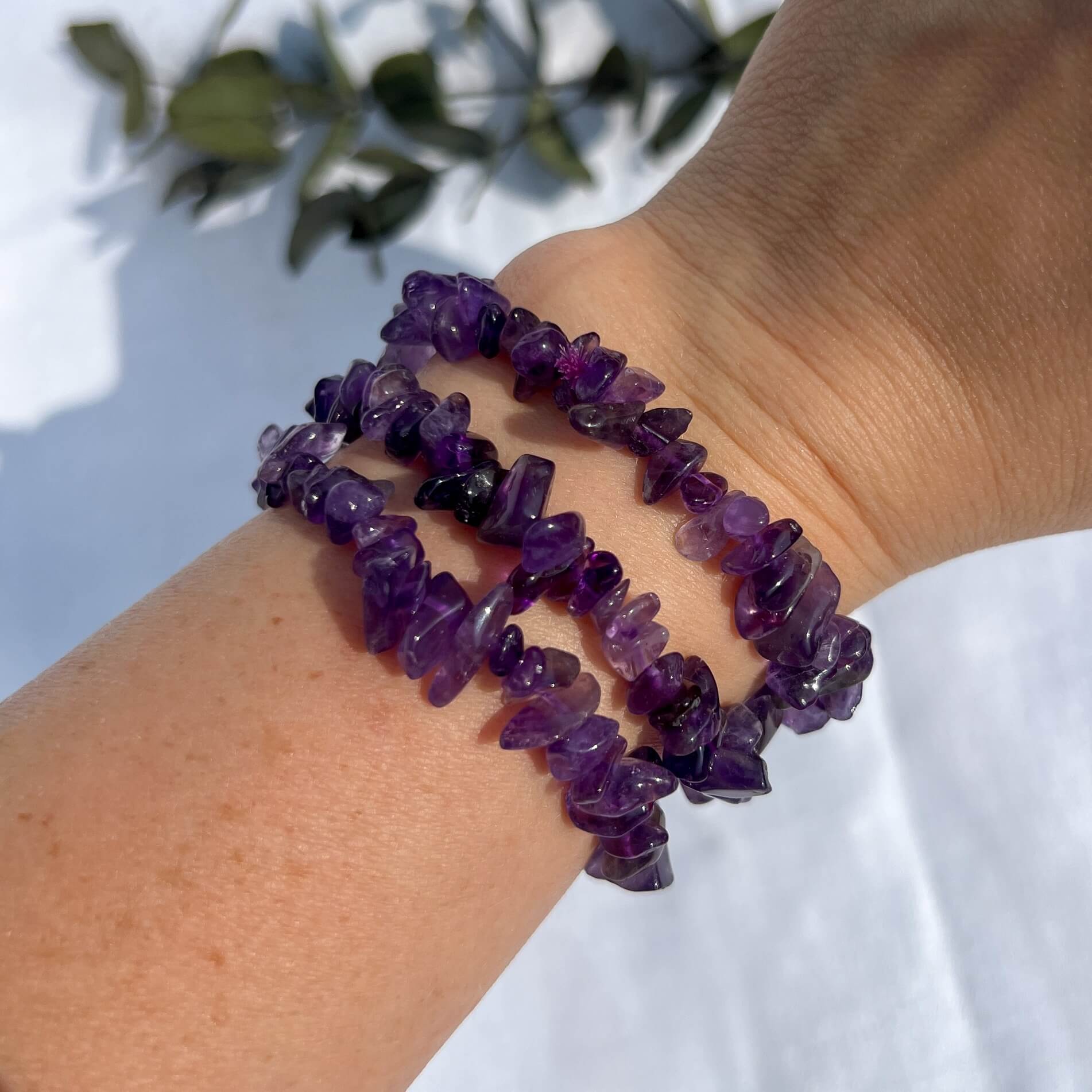 Healing Crystal Chip Bracelet Amethyst for Balance Calm – Rock