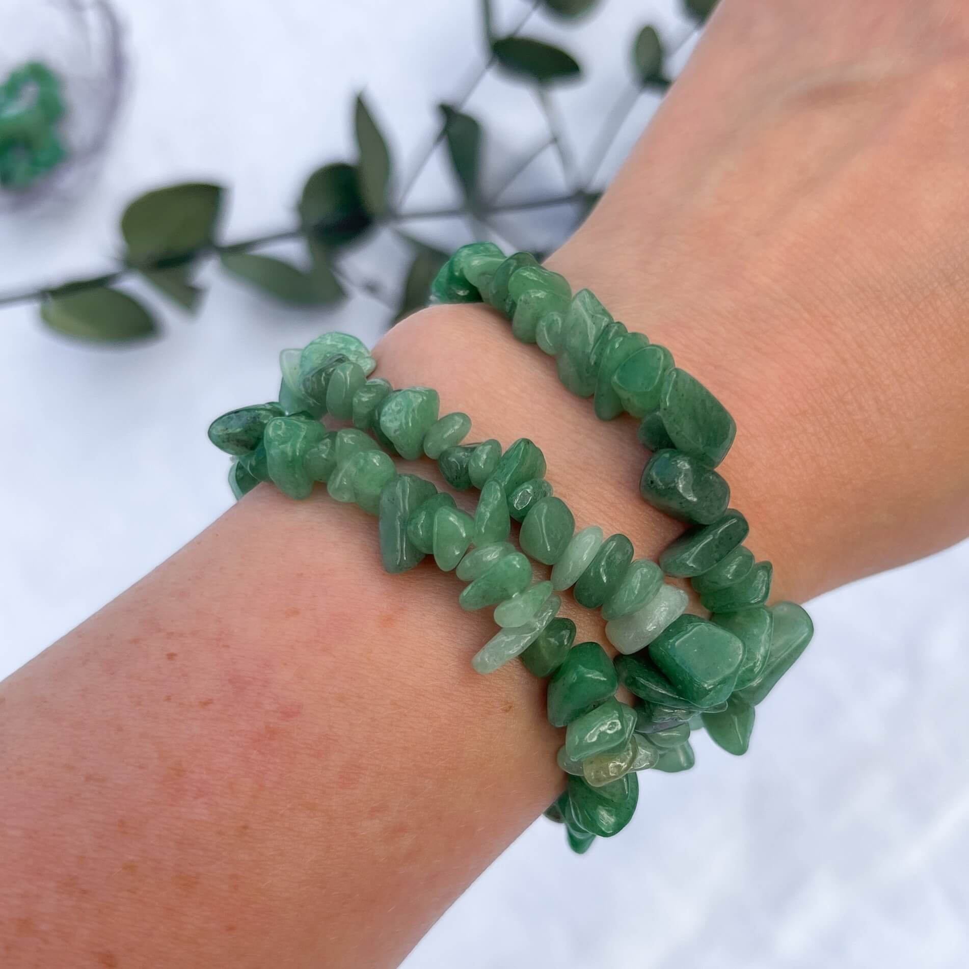 Crystal Chip Bracelet - Green Aventurine