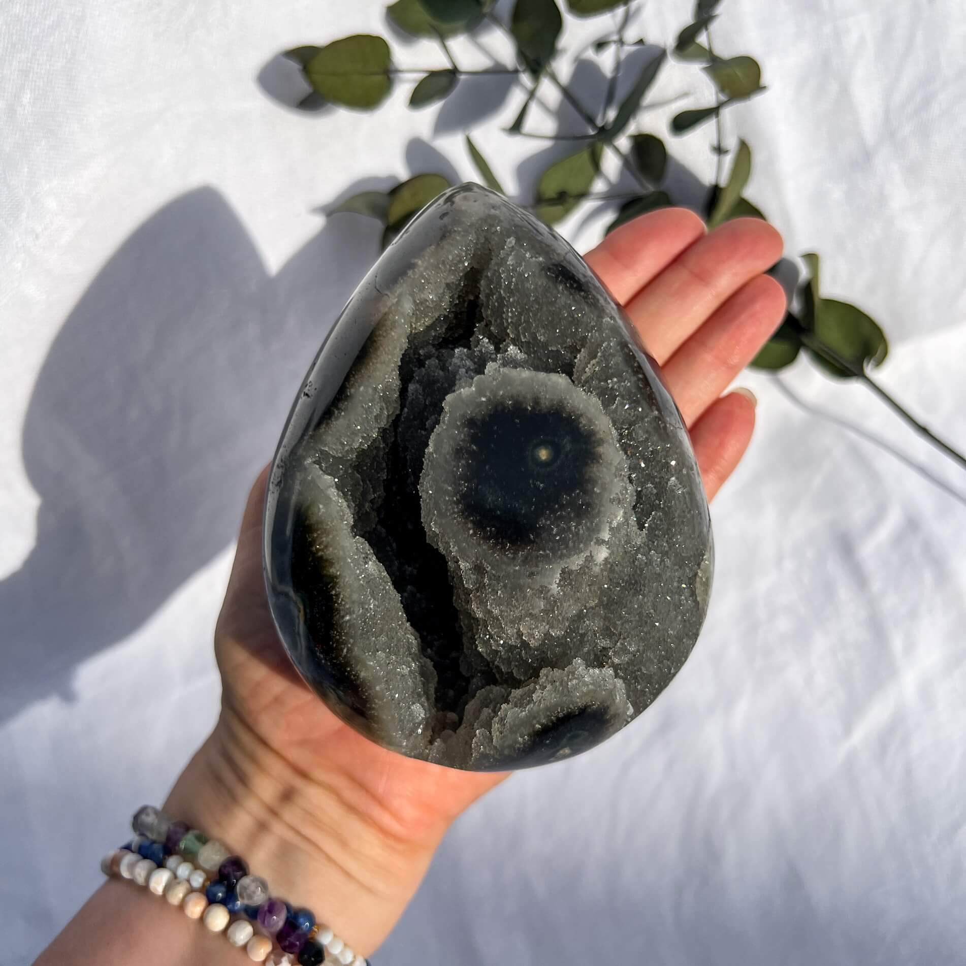 Black Amethyst Crystal Geode Egg