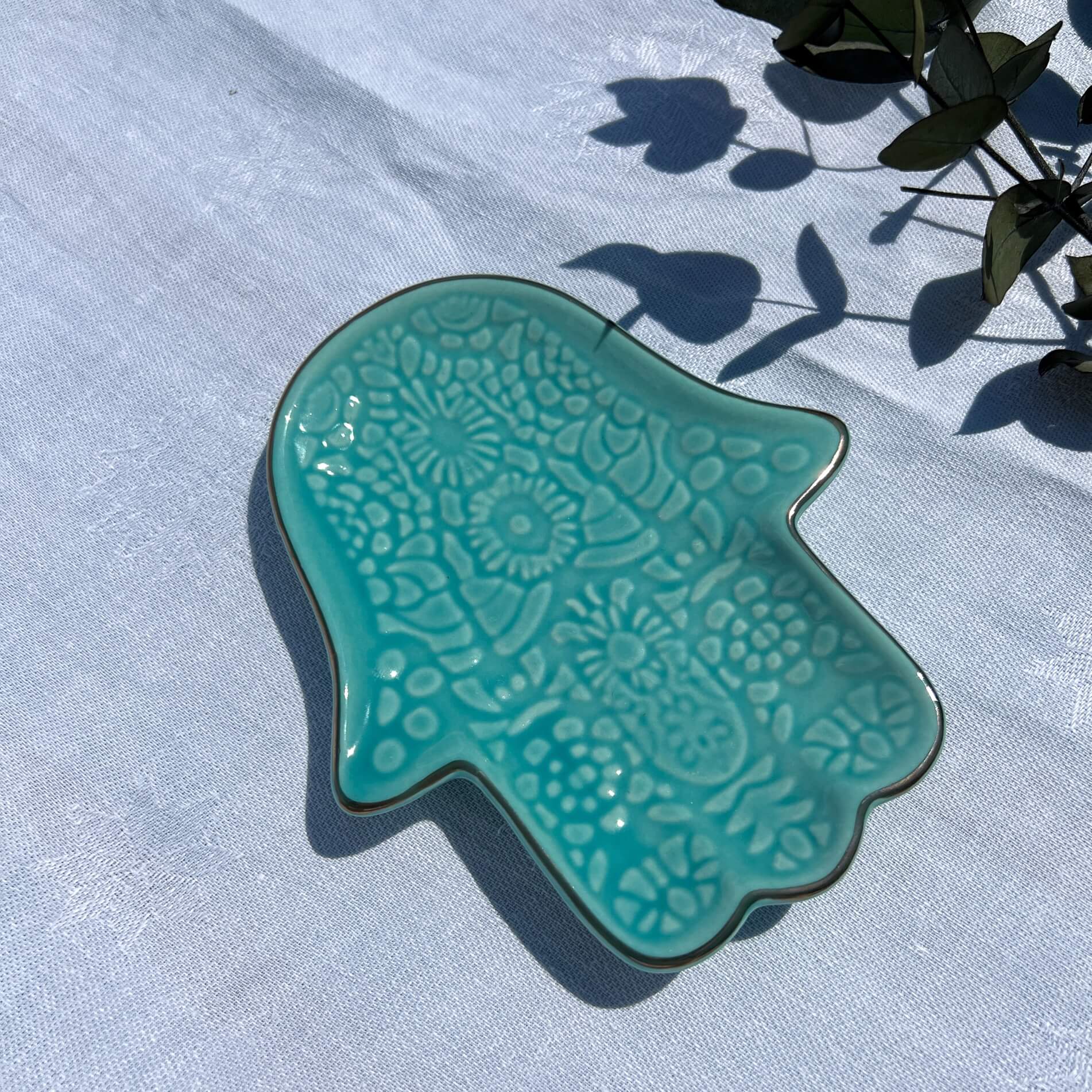 Turquoise Hamsa Hand Trinket Dish