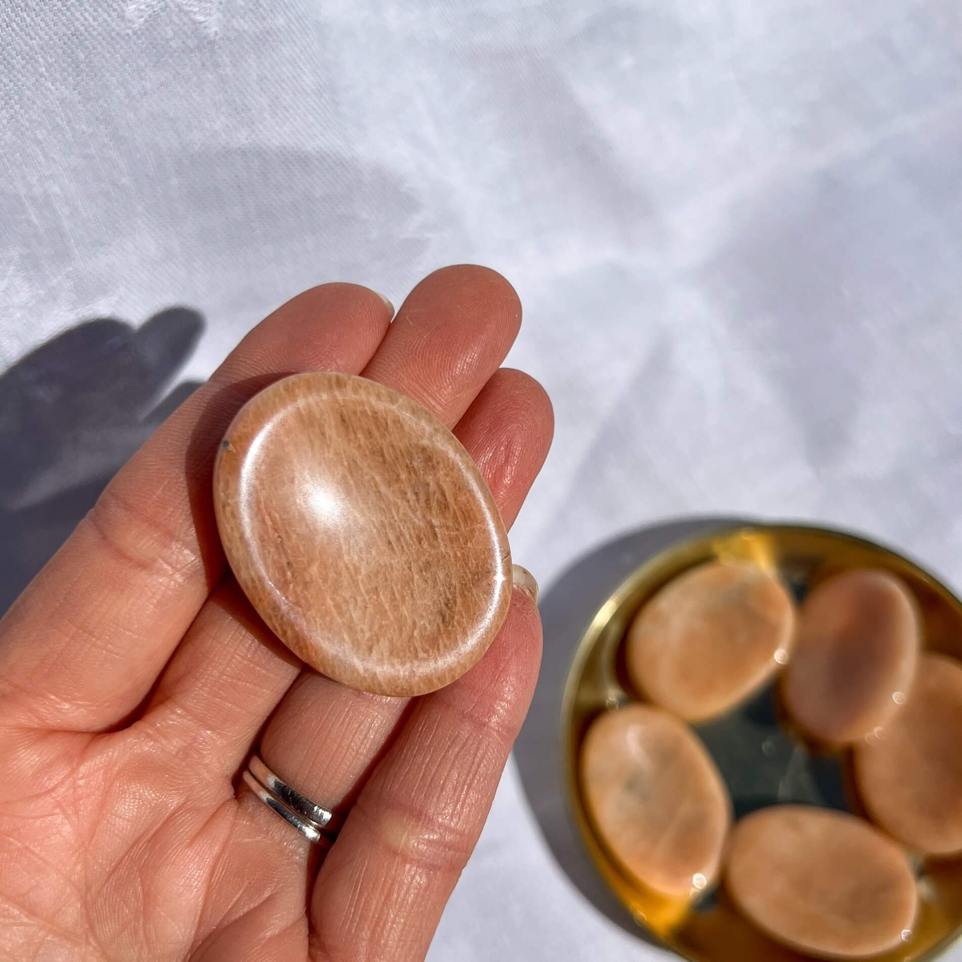 Moonstone Crystal Worry Thumb Stone