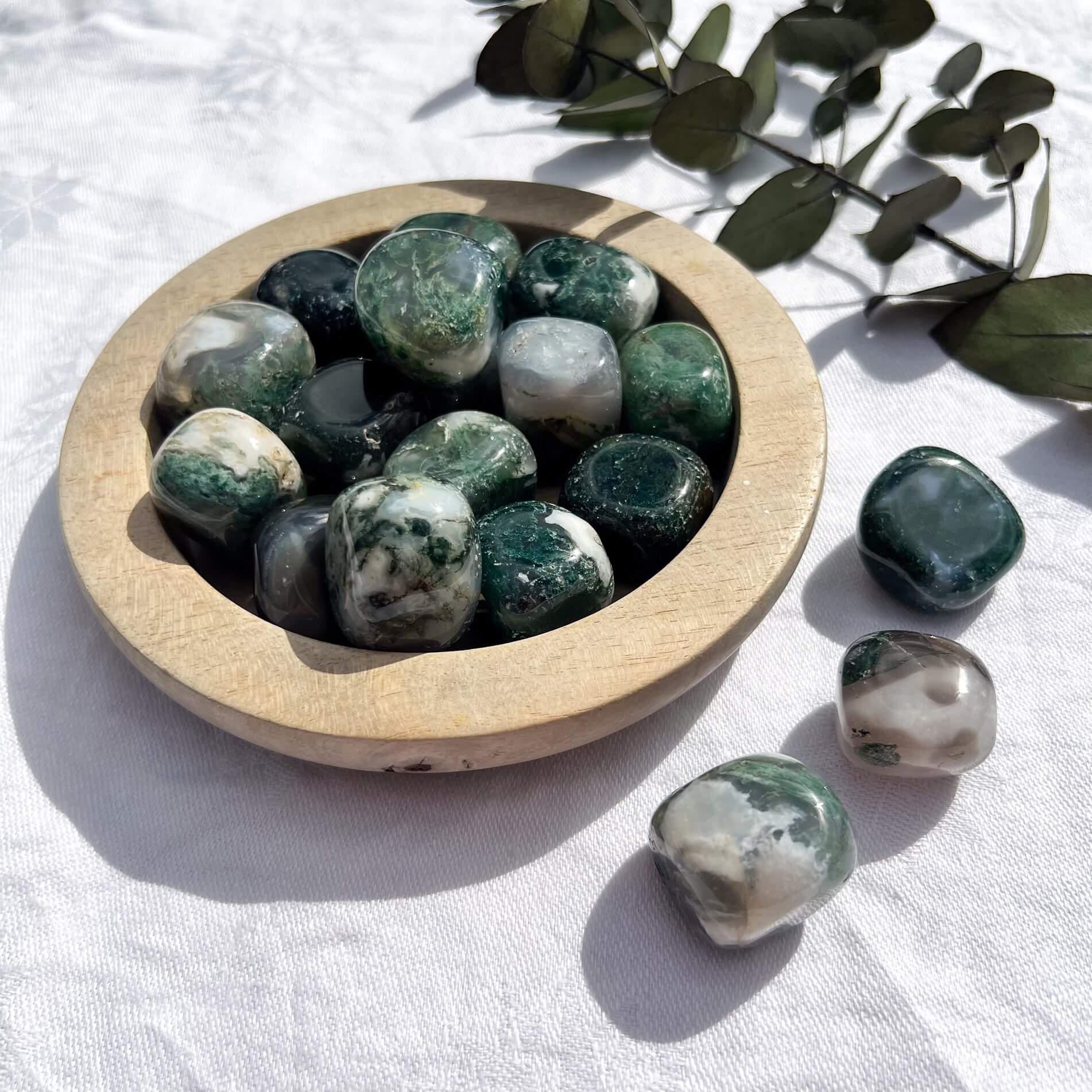 Moss Agate Crystal Pebble