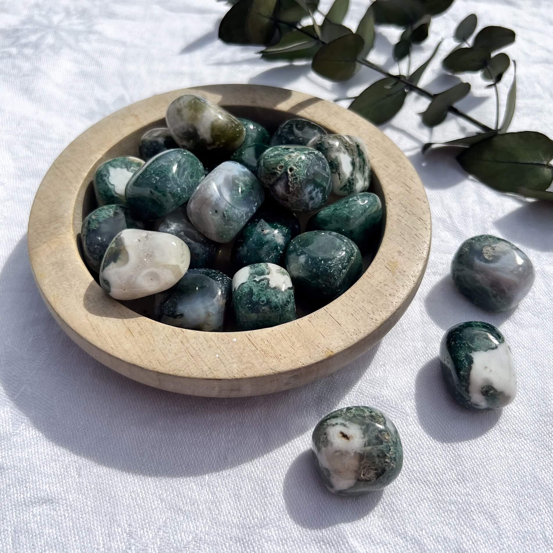 Moss Agate Crystal Tumblestone - XL