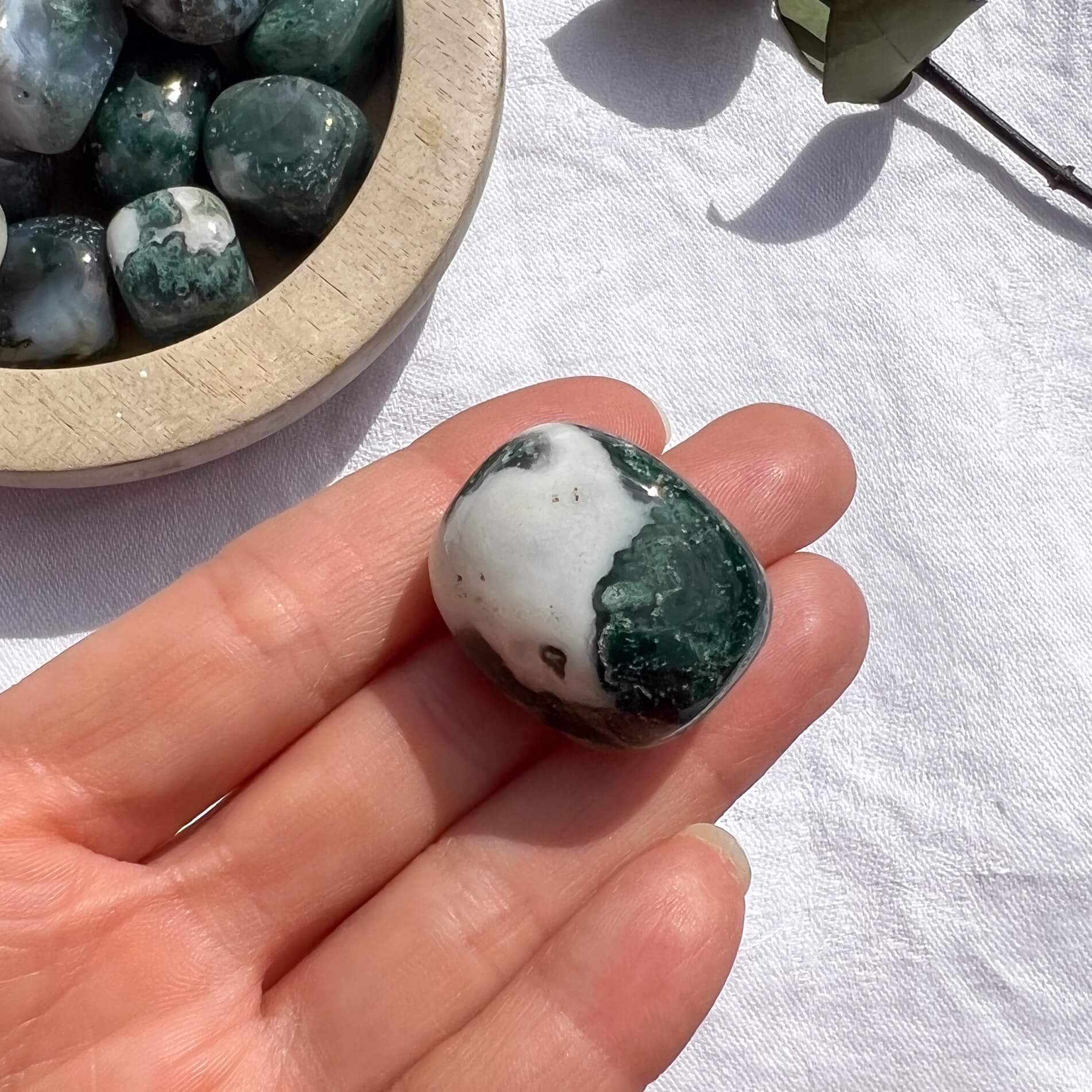 Moss Agate Crystal Tumblestone - XL
