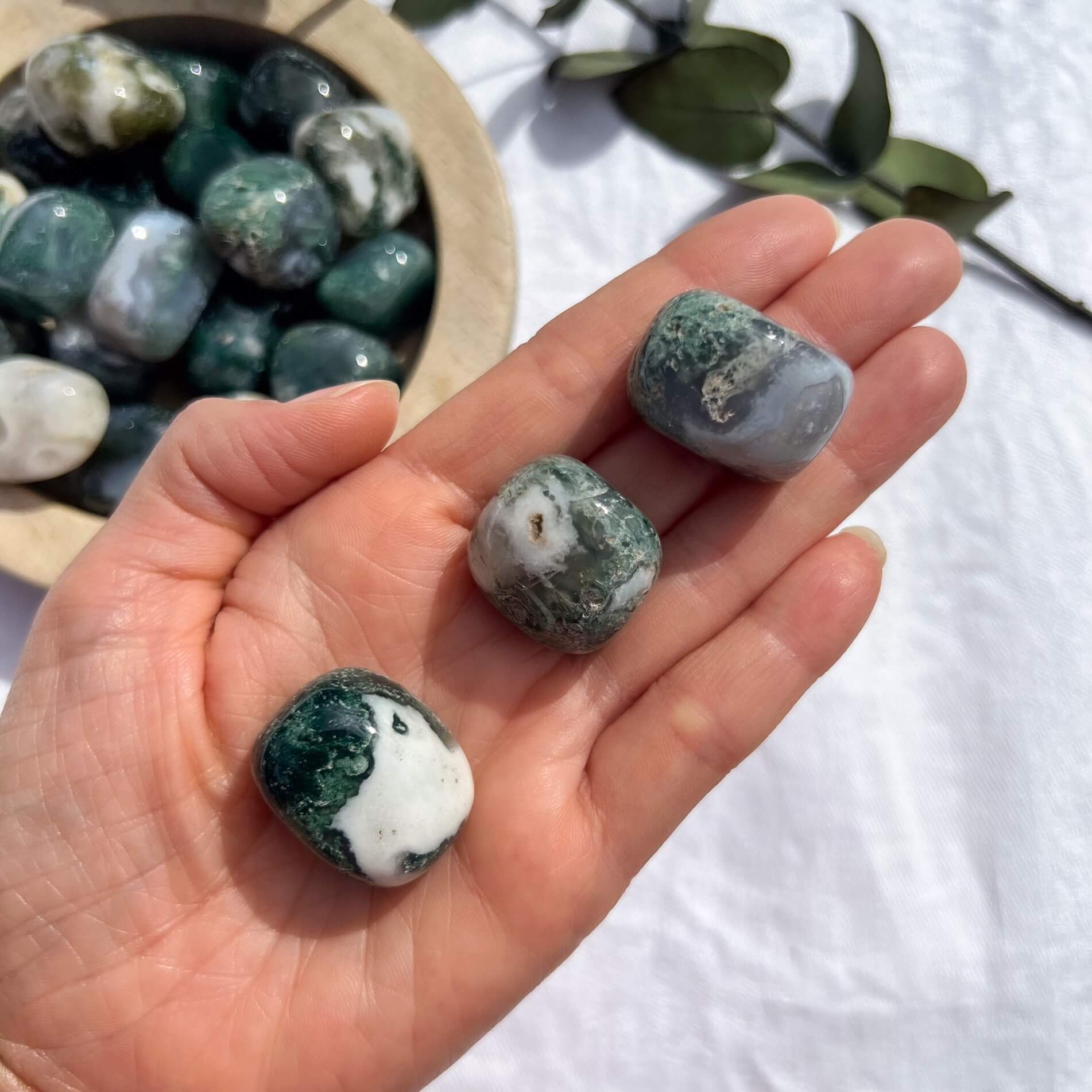 Moss Agate Crystal Tumblestone - XL