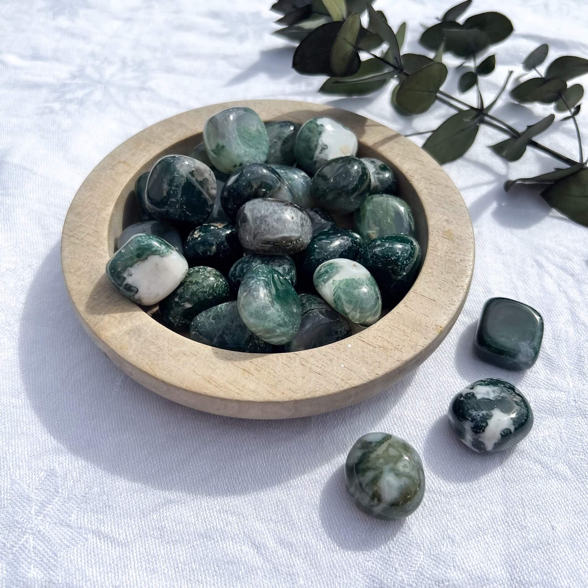 Moss Agate Crystal Tumblestone - Large