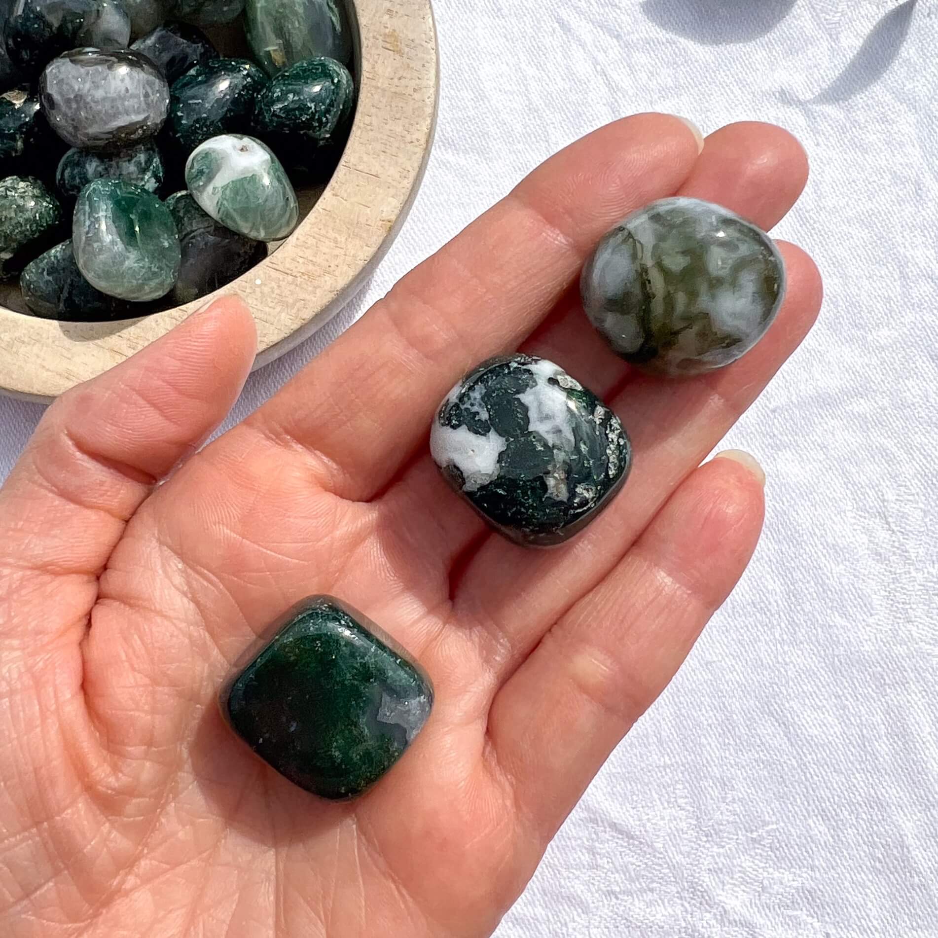 Moss Agate Crystal Tumblestone - Large