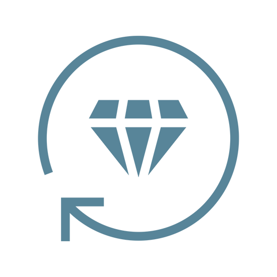 Blue crystal and arrow icon for simple returns