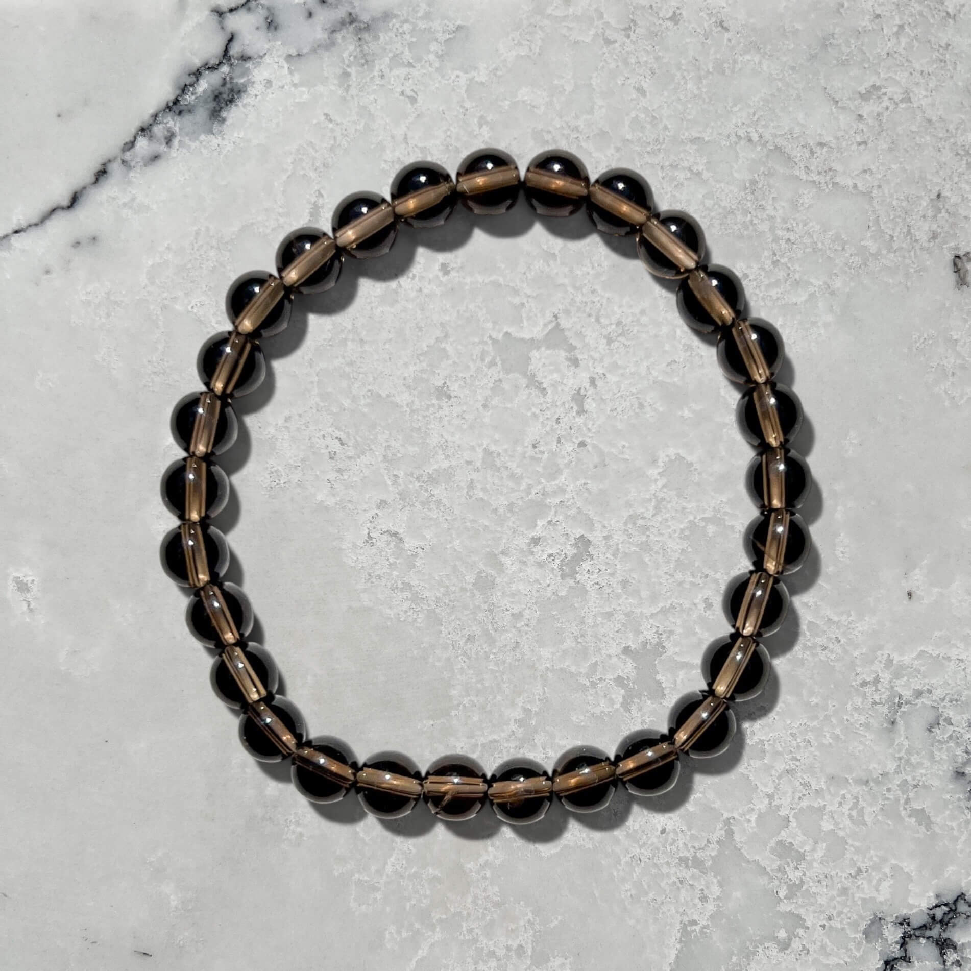 Crystal Bead Bracelet - Smoky Quartz