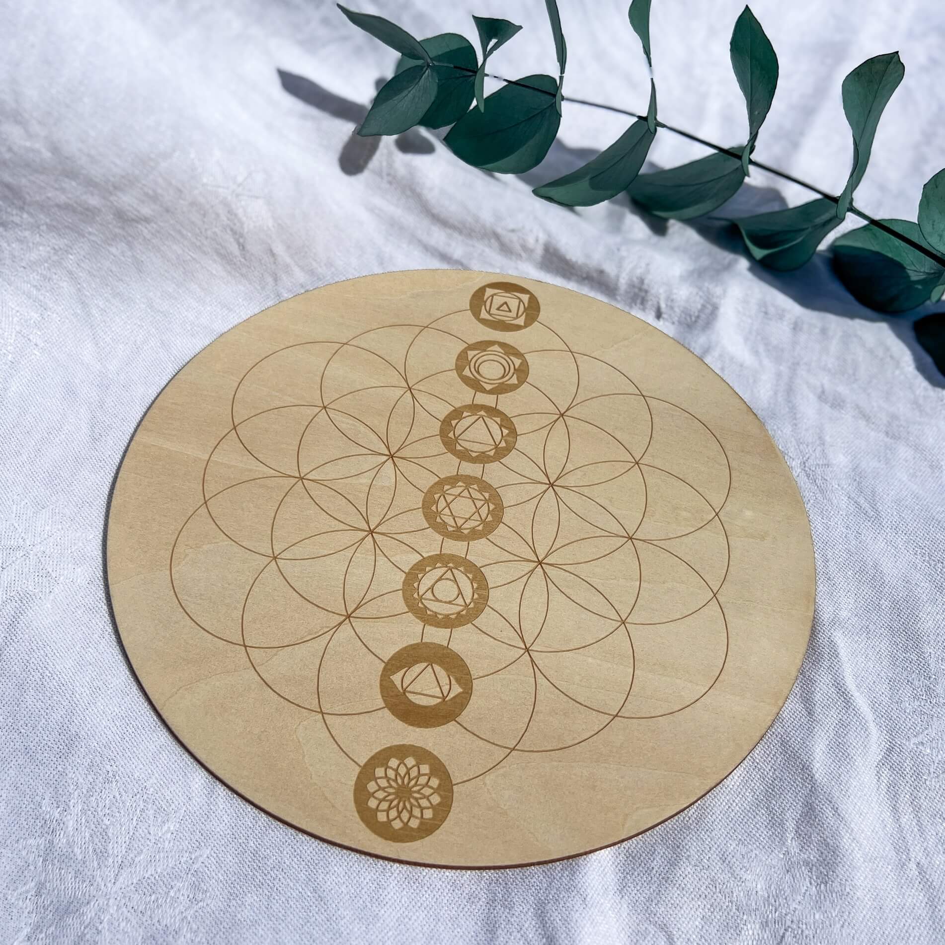 Crystal Grid Board: Chakras on Flower of Life