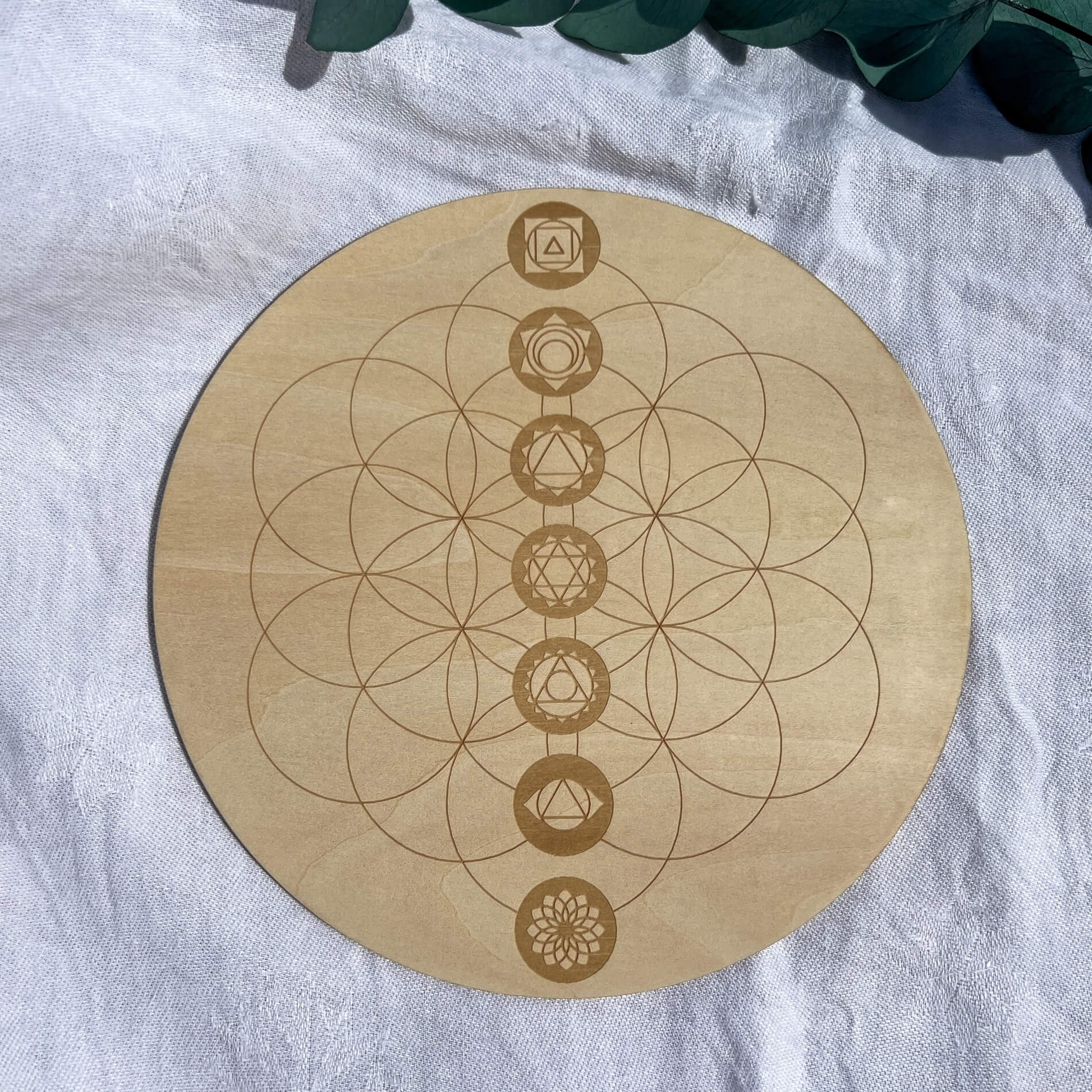 Crystal Grid Board: Chakras on Flower of Life