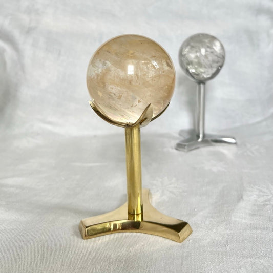 Crystal Sphere Holder + Mineral Display Stand - Small Brass