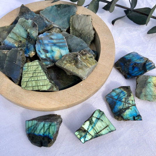 Very flashy blue and teal labradorite pieces