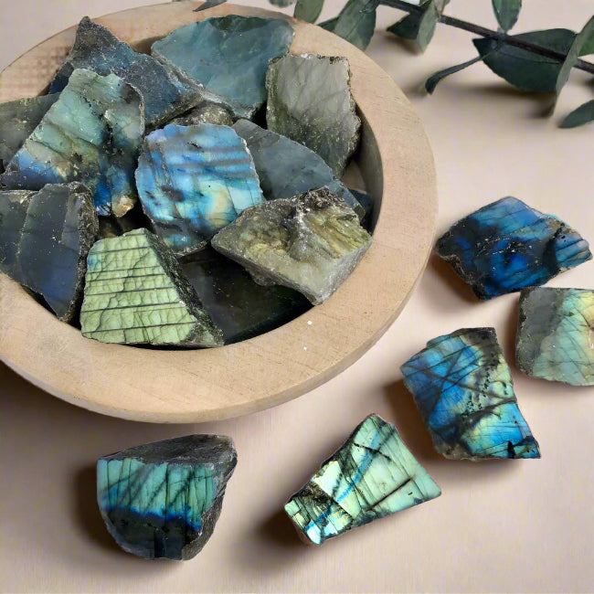 Very flashy blue and teal labradorite pieces