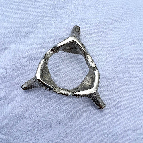 Silver nickel vintage style small crystal sphere holder pictured from above