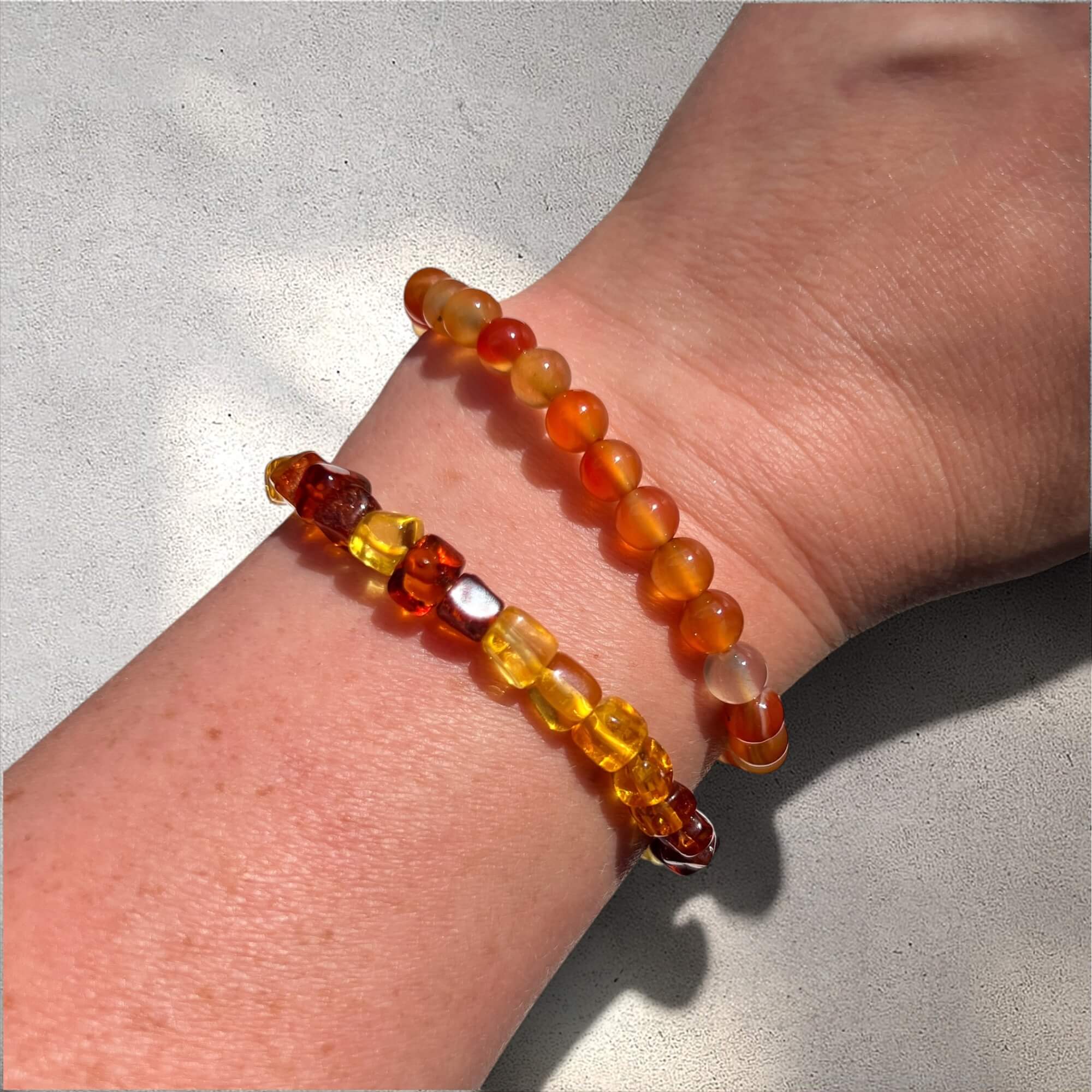 Crystal Bead Bracelet - Natural Amber Ombré