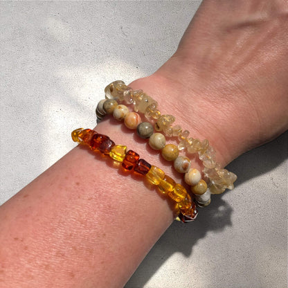 Crystal Chip Bracelet -  Golden Rutilated Quartz
