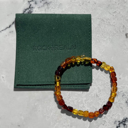 Crystal Bead Bracelet - Natural Amber Ombré