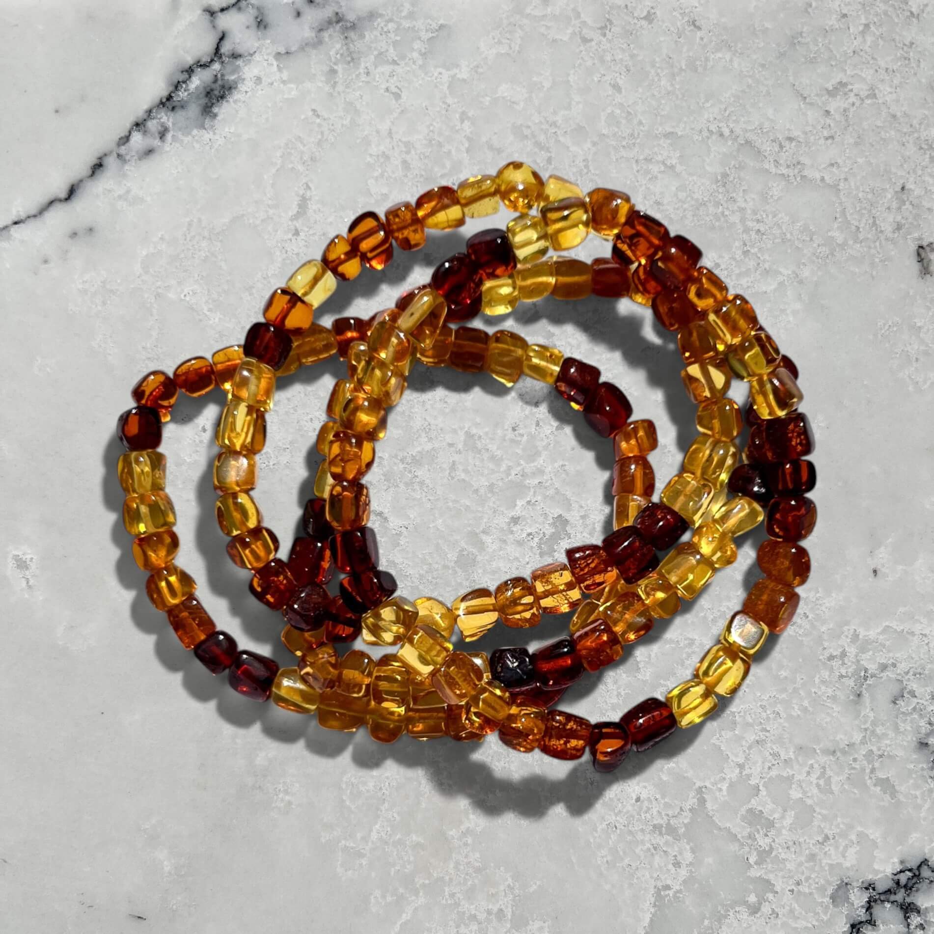 Crystal Bead Bracelet - Natural Amber Ombré