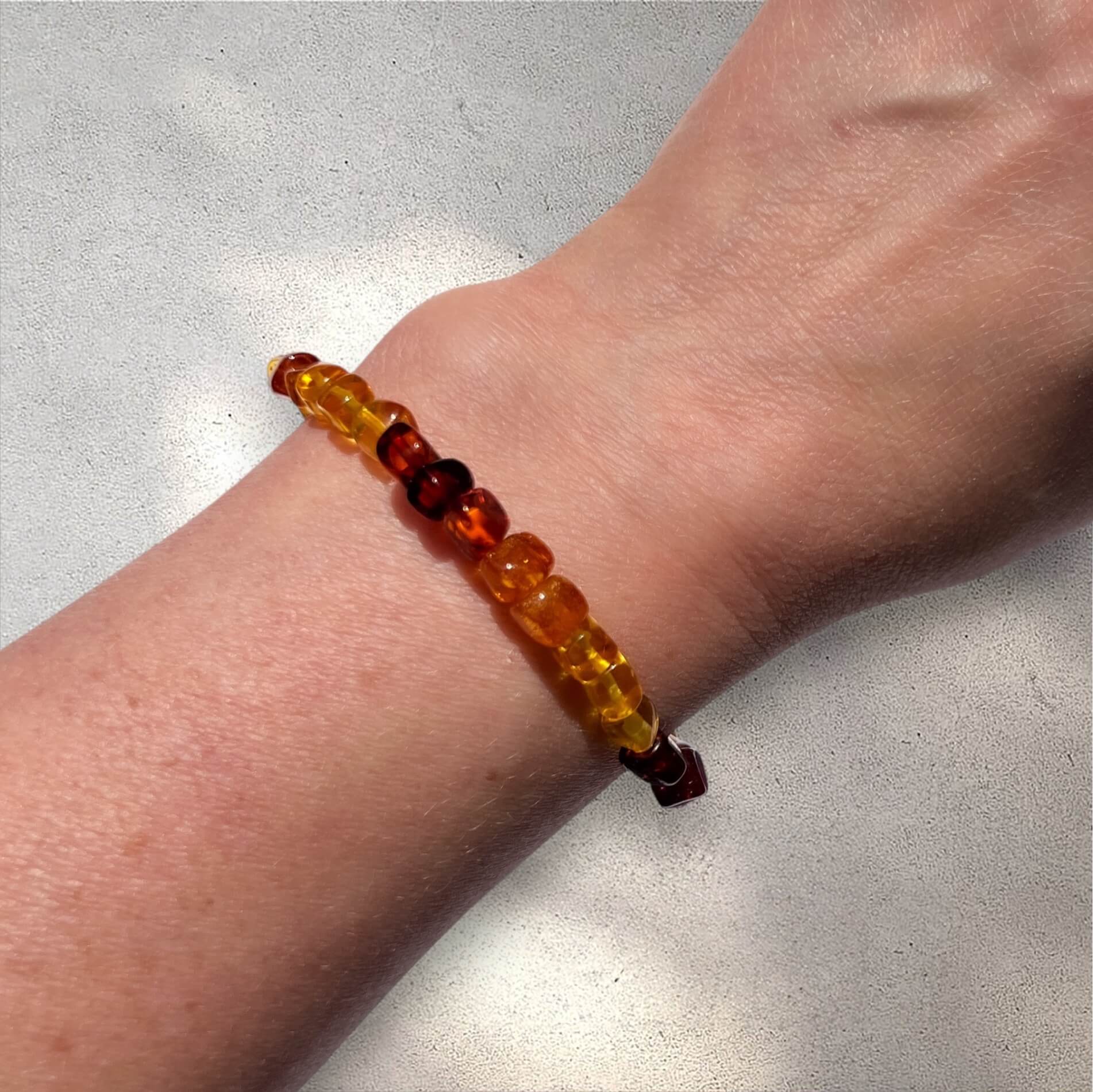 Crystal Bead Bracelet - Natural Amber Ombré