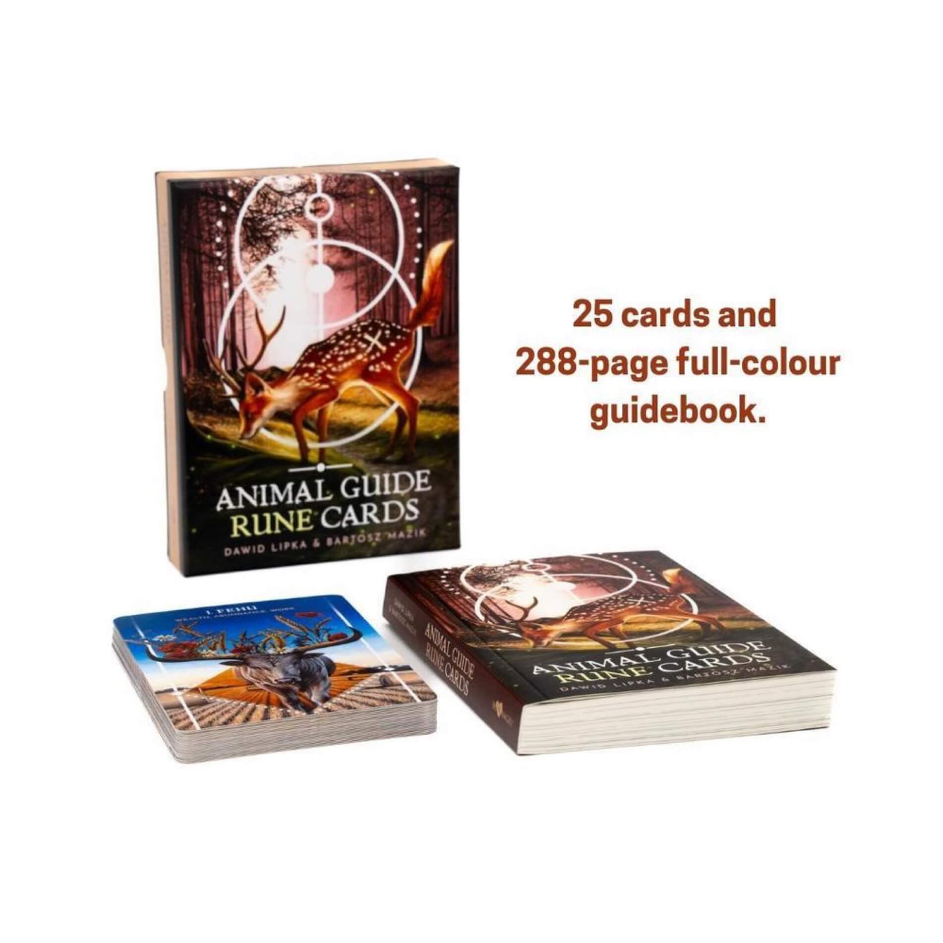 Animal Guide Rune Cards with a full-colour guidebook on a white background