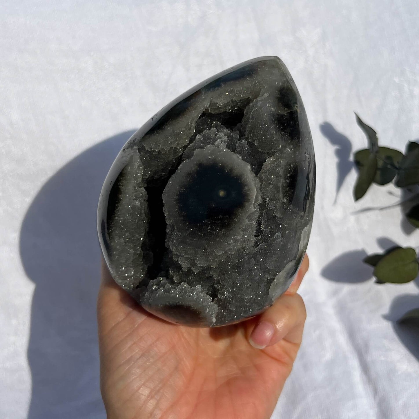 Black Amethyst Crystal Geode Egg