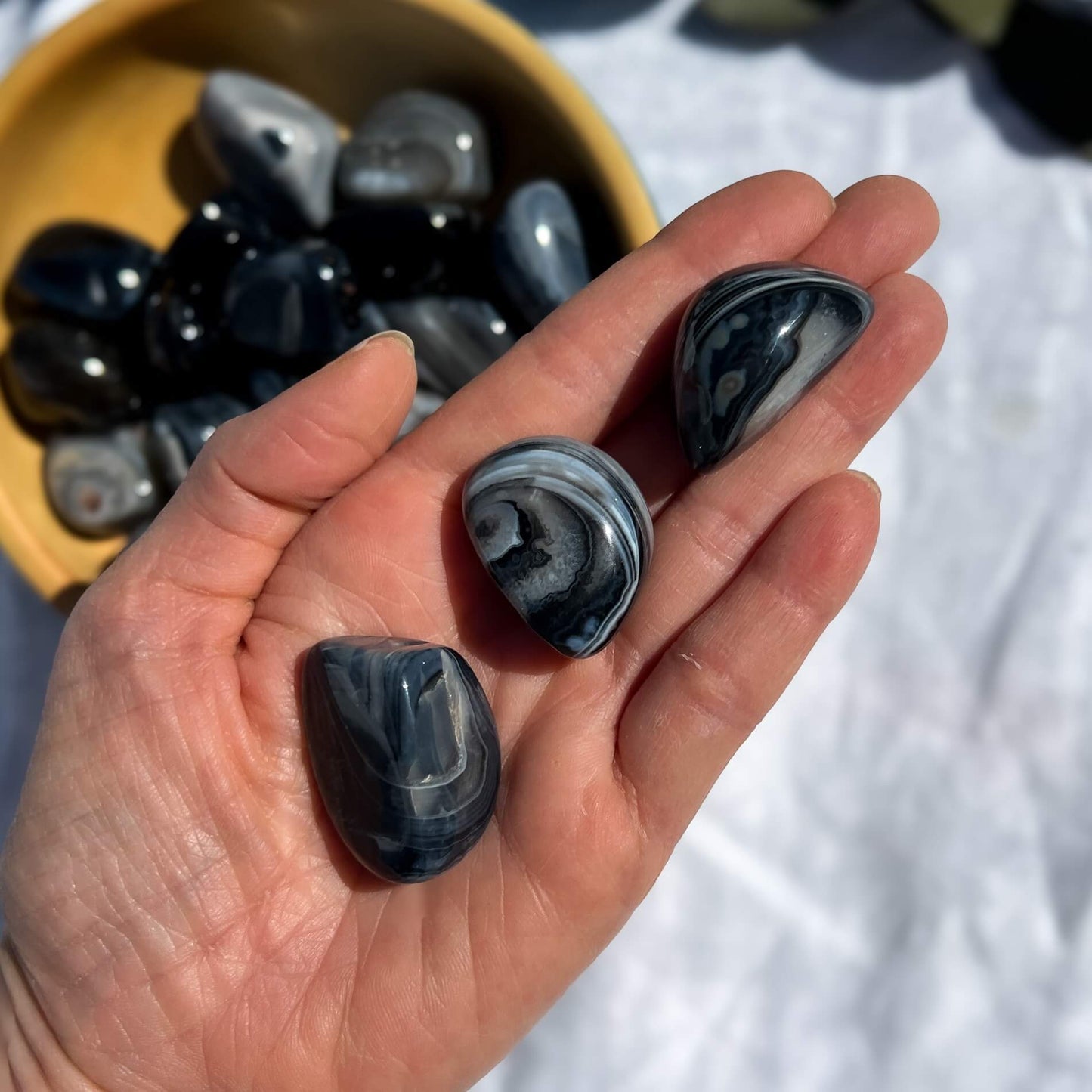 Black Sardonyx Crystal Tumblestones XL