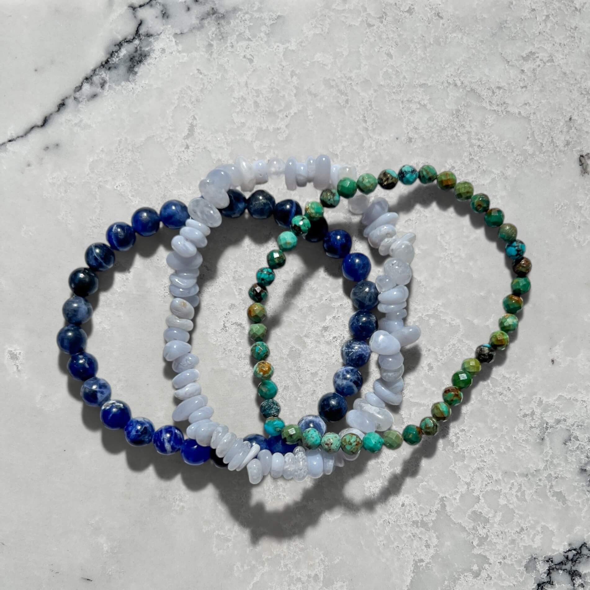 Crystal Chip Bracelet -  Blue Lace Agate