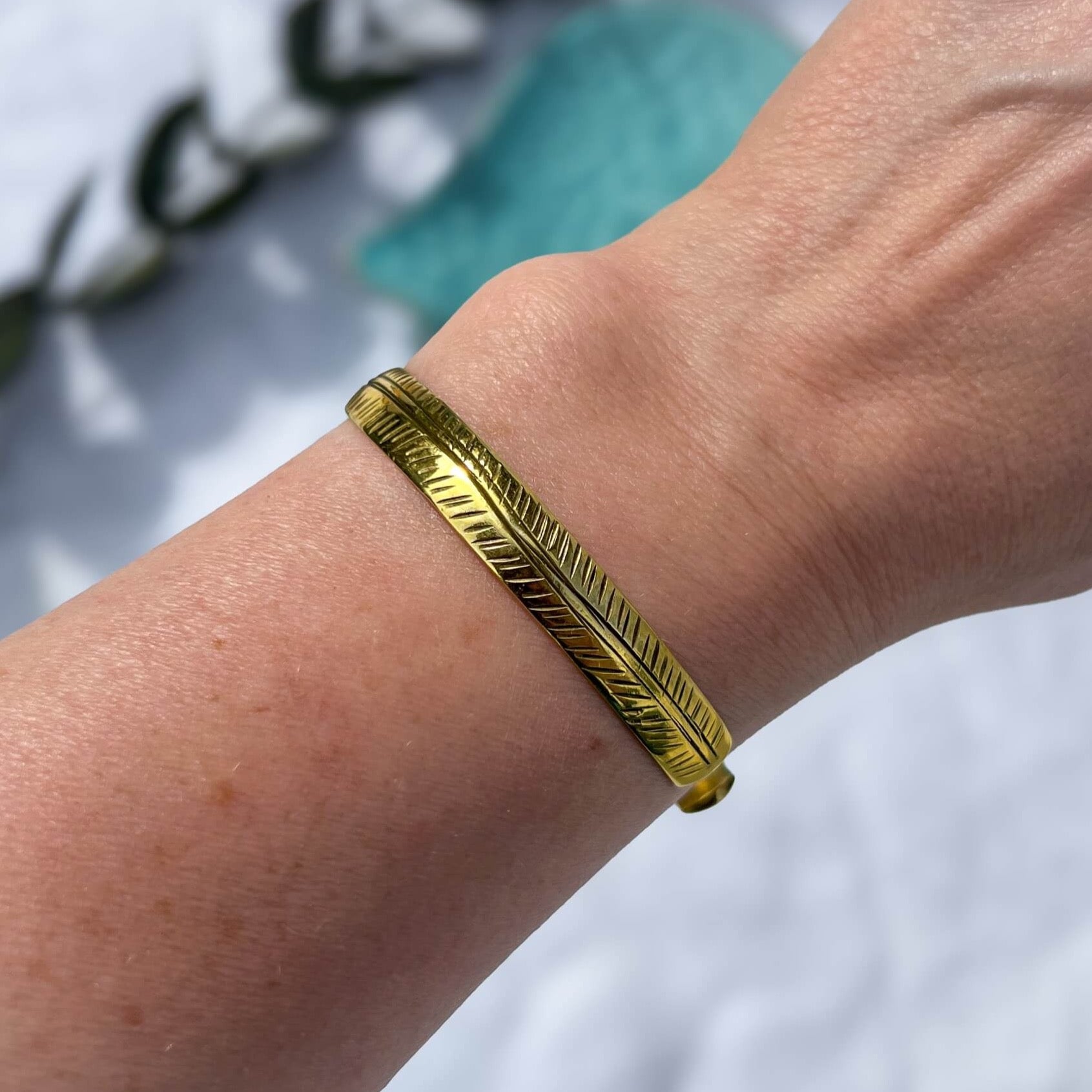 Handcrafted Nepalese Brass Leaf Bracelet