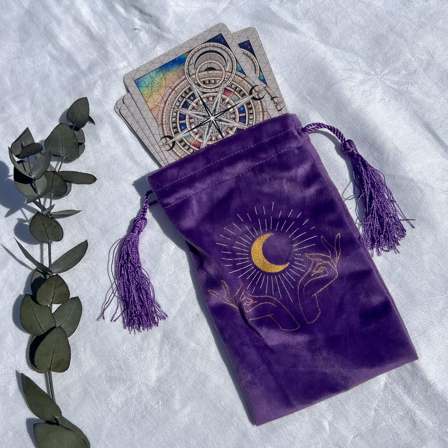 Cosmic Purple Velvet Drawstring Bag