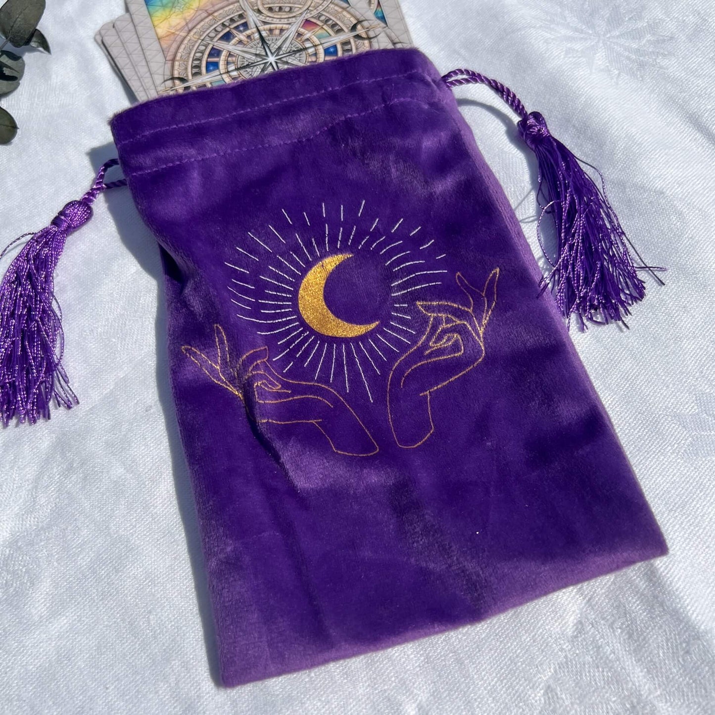 Cosmic Purple Velvet Drawstring Bag