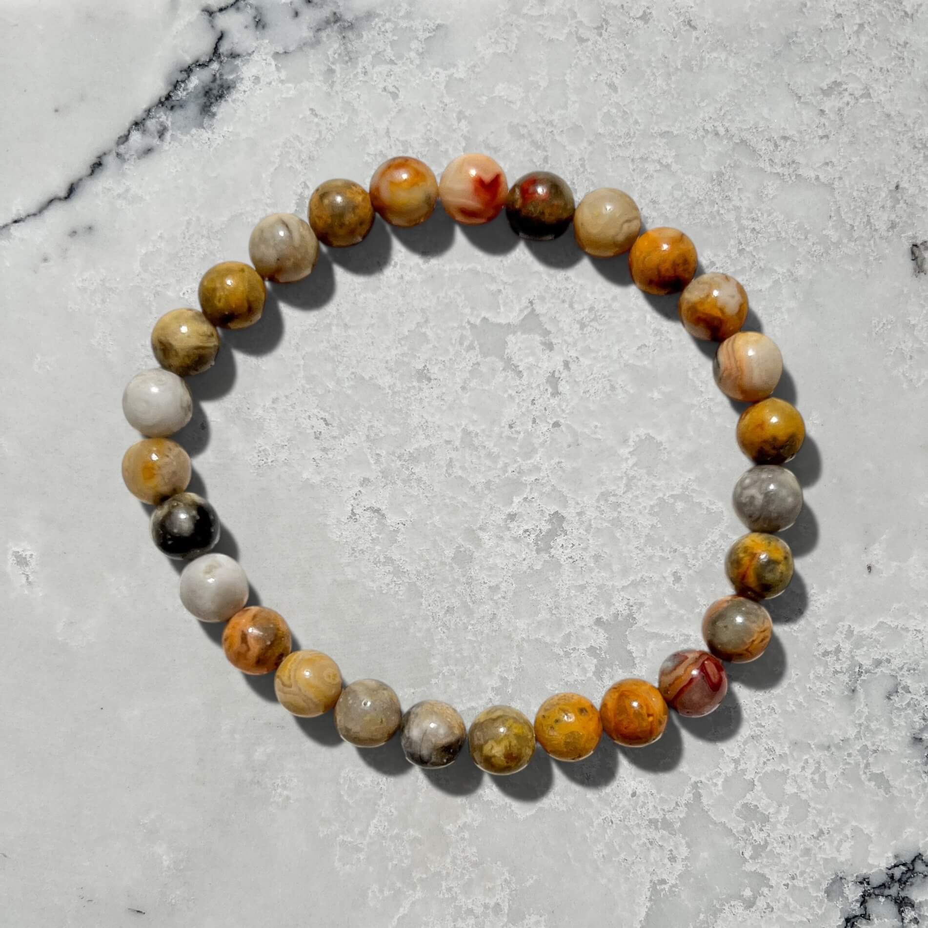 Crystal Bead Bracelet - Crazy Lace Agate