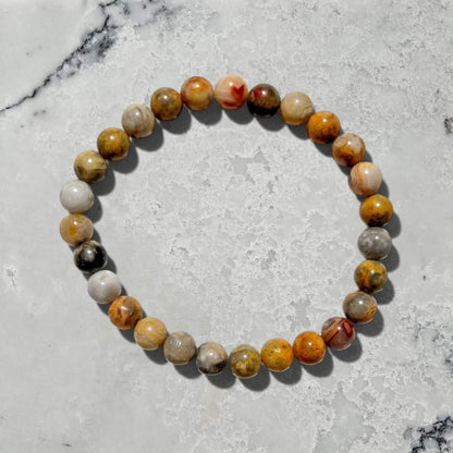 Crystal Bead Bracelet - Crazy Lace Agate