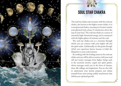 Illustration of a soul star chakra with astrological symbols and text on a dark background