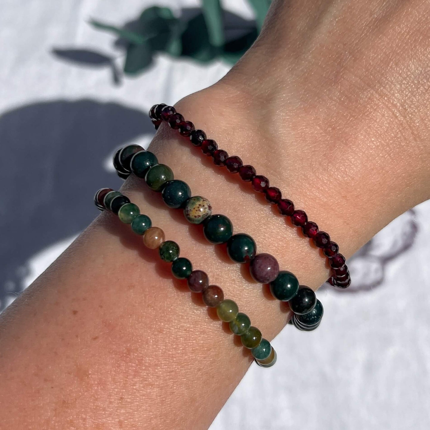 Crystal Bead Bracelet - Bloodstone