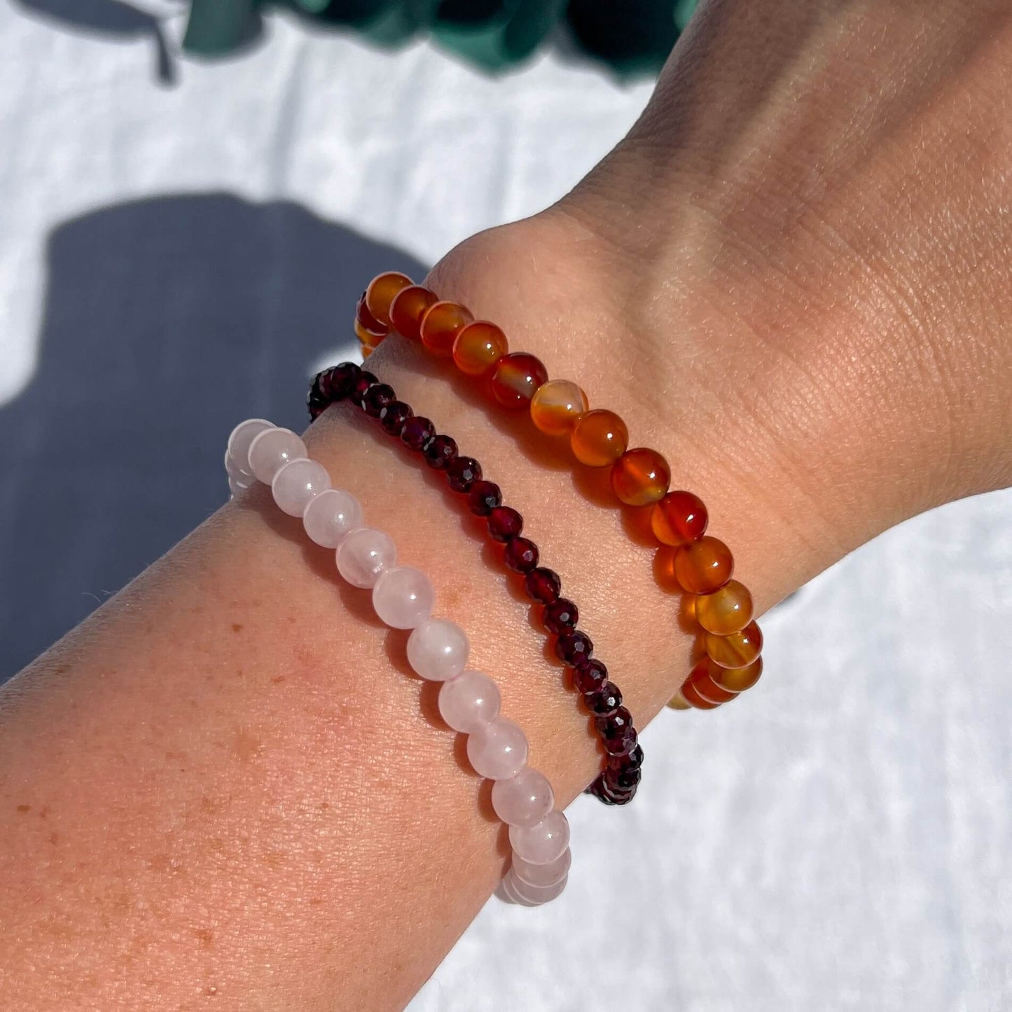 Crystal Bead Bracelet - Garnet