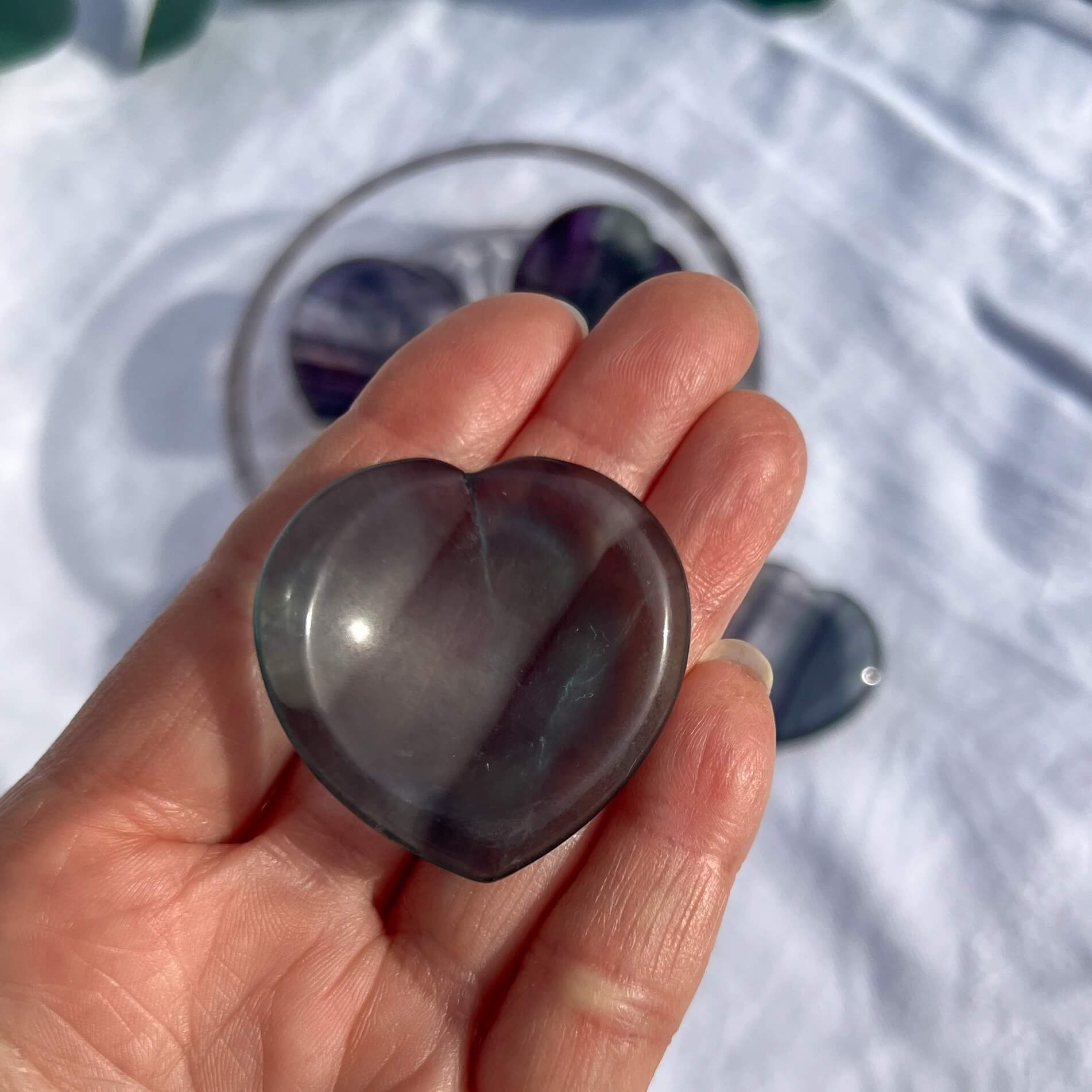 Healing Crystal Worry Stone: Blue Fluorite Heart