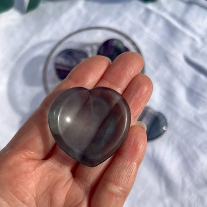 Healing Crystal Worry Stone: Blue Fluorite Heart