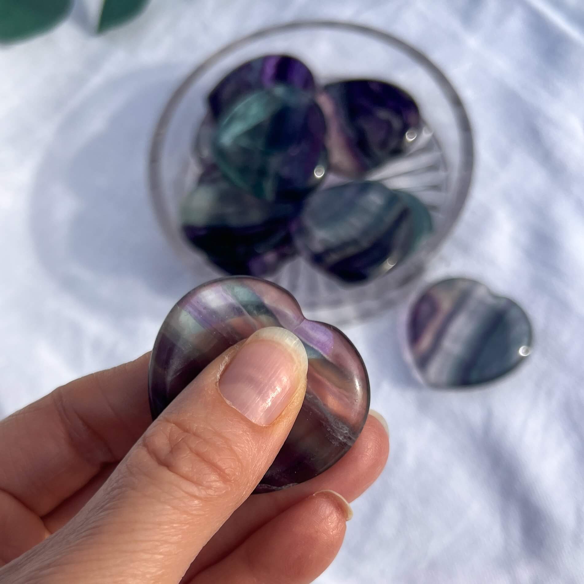 Healing Crystal Worry Stone: Blue Fluorite Heart