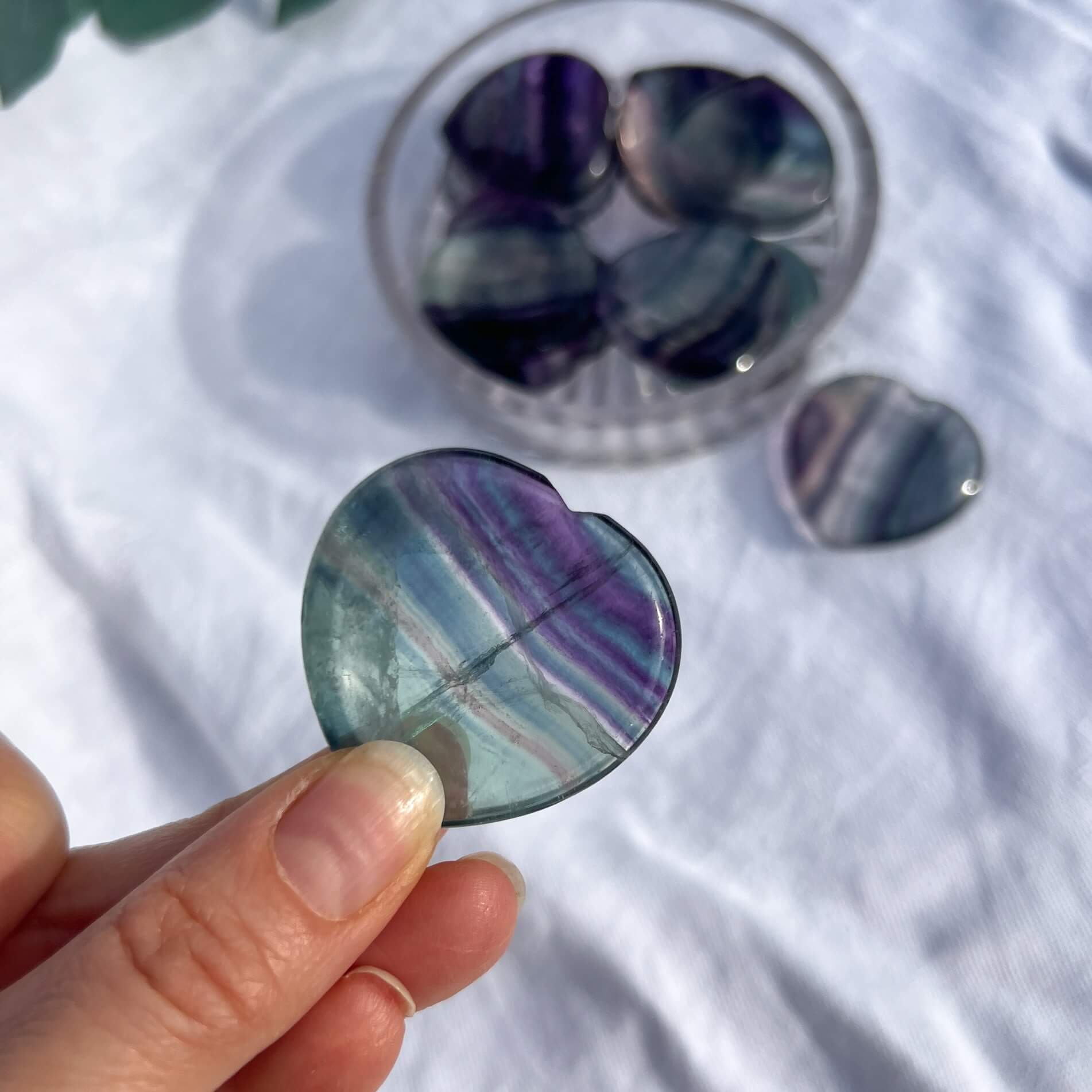 Healing Crystal Worry Stone: Blue Fluorite Heart
