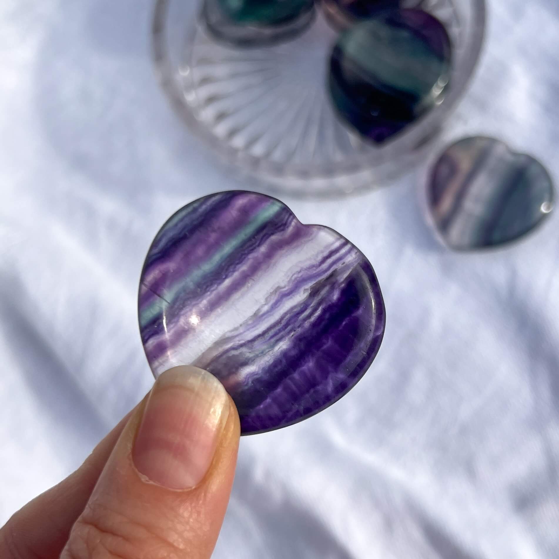 Healing Crystal Worry Stone: Blue Fluorite Heart