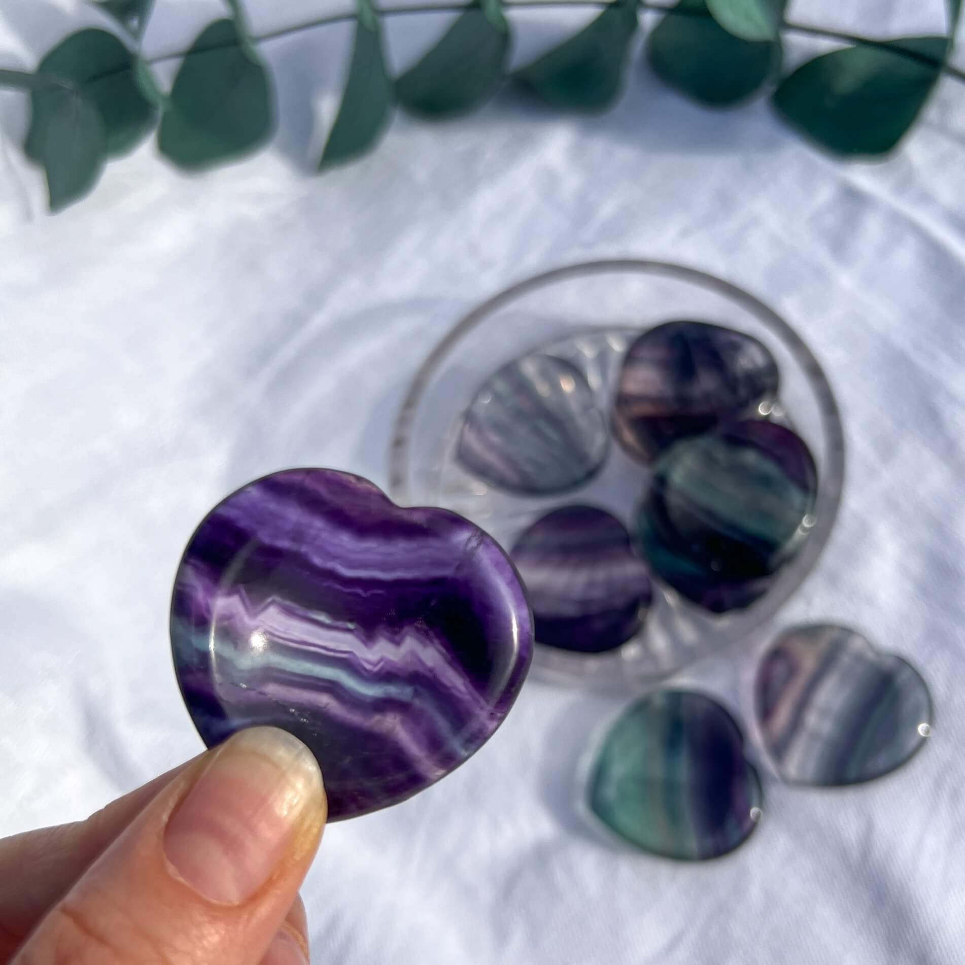 Healing Crystal Worry Stone: Blue Fluorite Heart