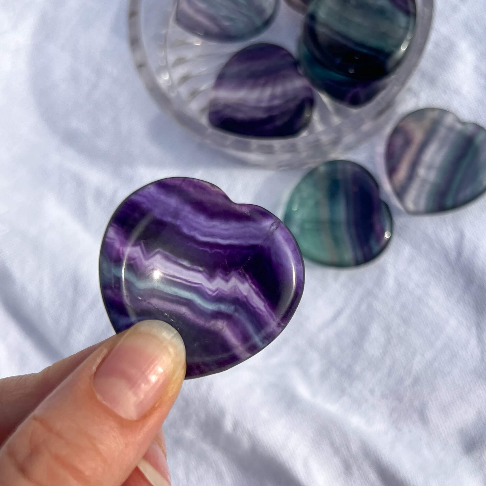 Healing Crystal Worry Stone: Blue Fluorite Heart