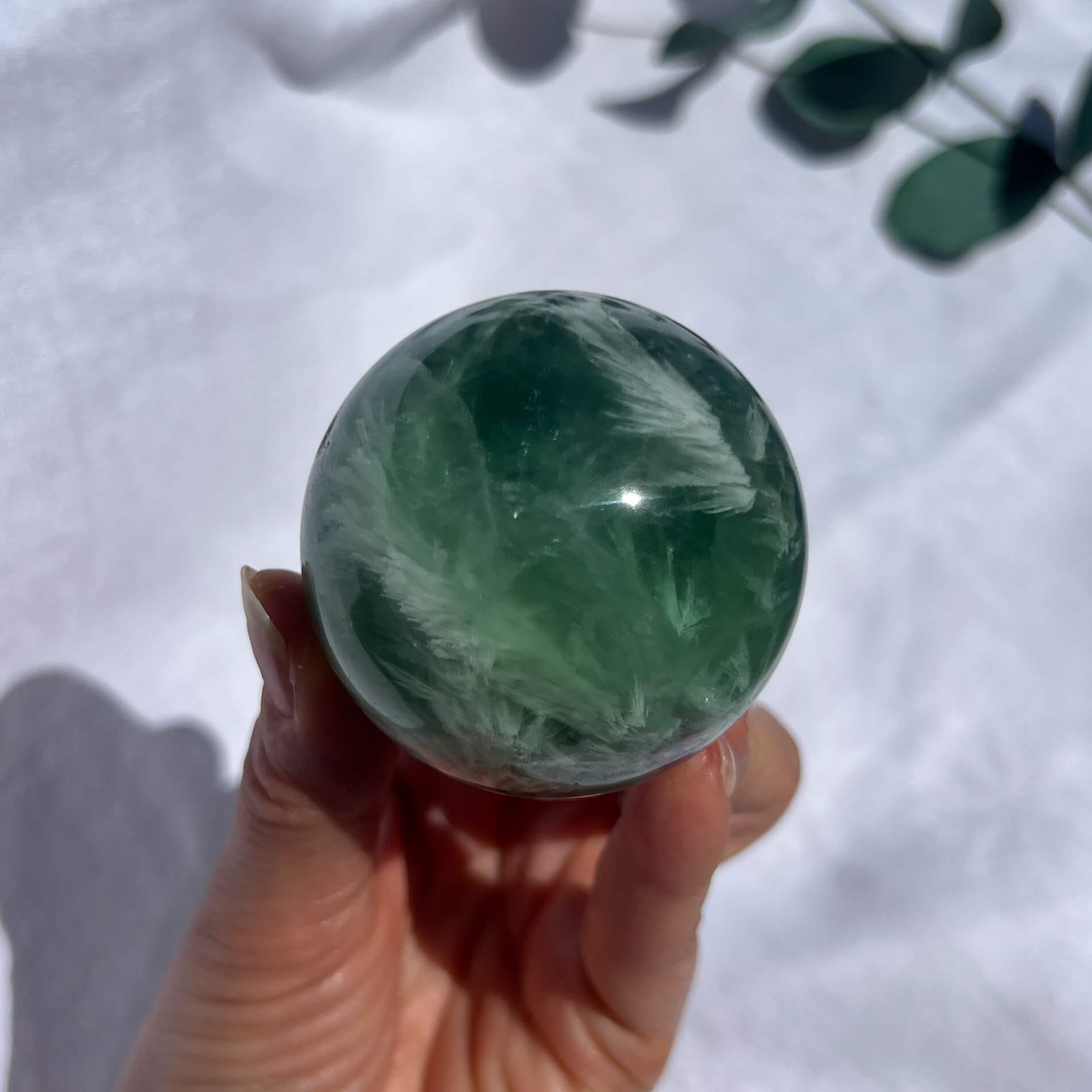 Fluorite Sphere A (Snow Flecked Green Blue)