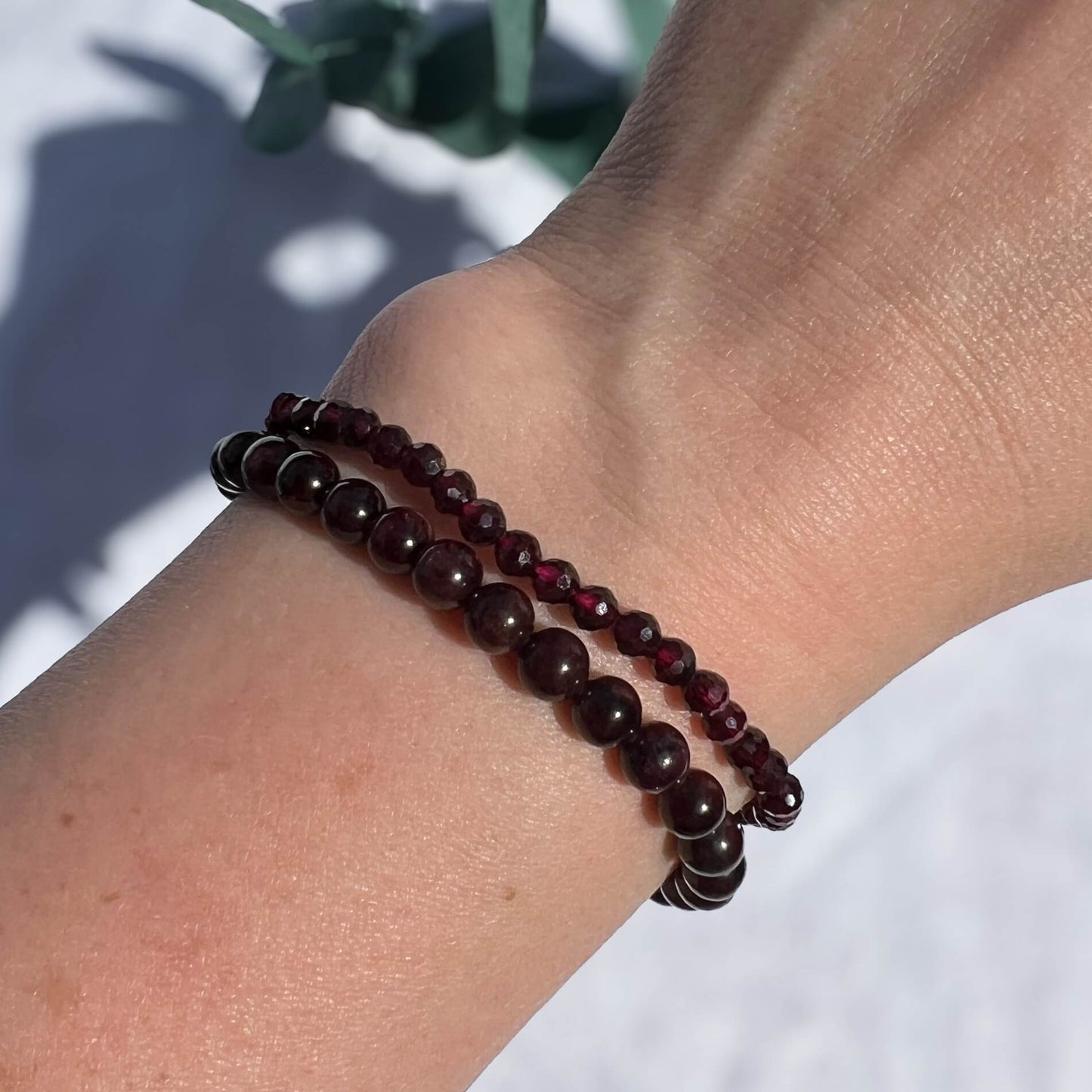 Crystal Bead Bracelet - Garnet