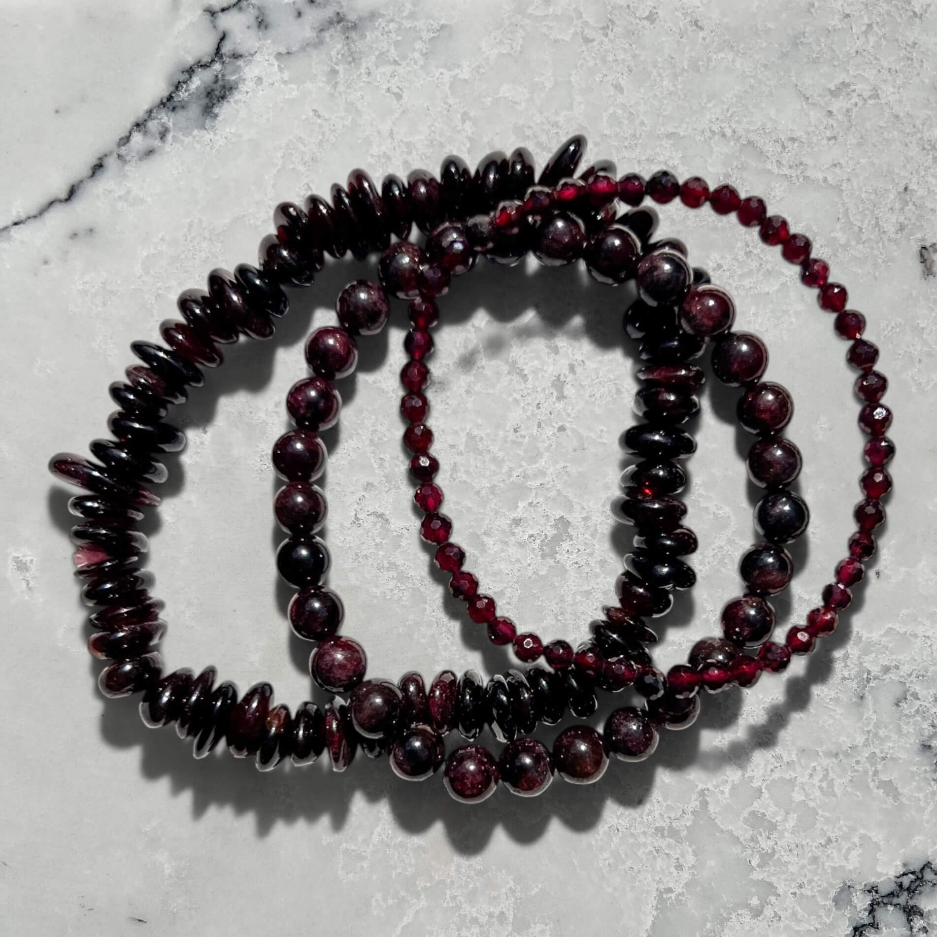 Crystal Chip Bracelet - Garnet (Unisex)