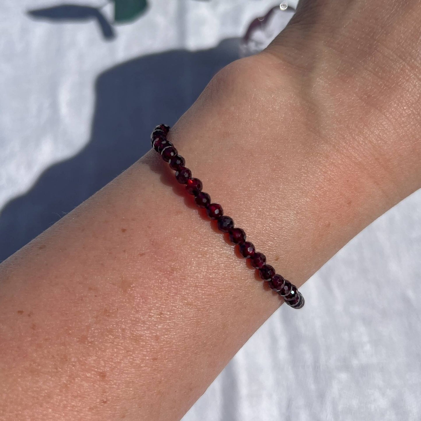 Crystal Bead Bracelet - Garnet