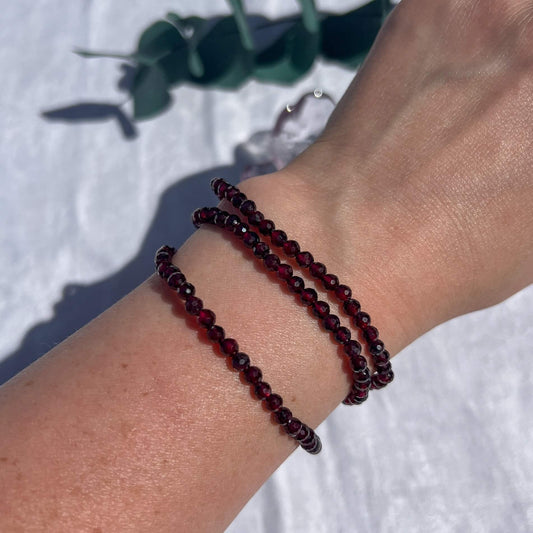 Crystal Bead Bracelet - Garnet